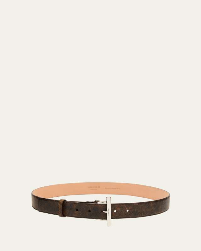 T-Bar Skinny Leather Belt